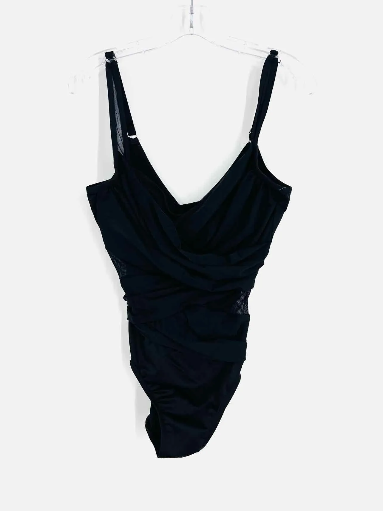 Miraclesuit Size 10 Black Solid Ruched Swimwear Swimsuit