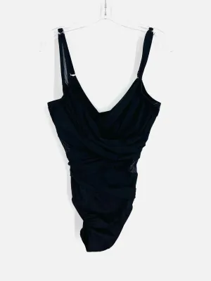 Miraclesuit Size 10 Black Solid Ruched Swimwear Swimsuit