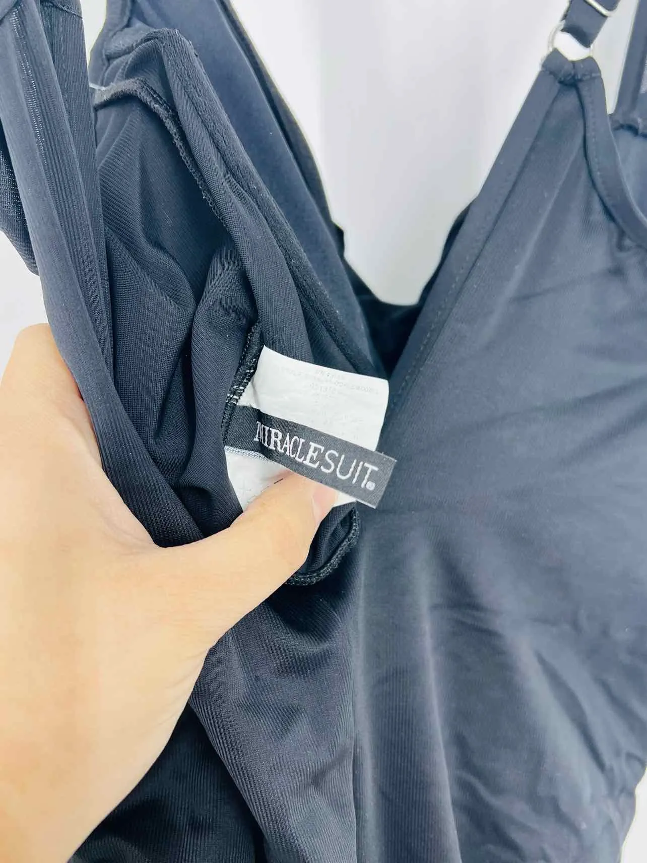 Miraclesuit Size 10 Black Solid Ruched Swimwear Swimsuit