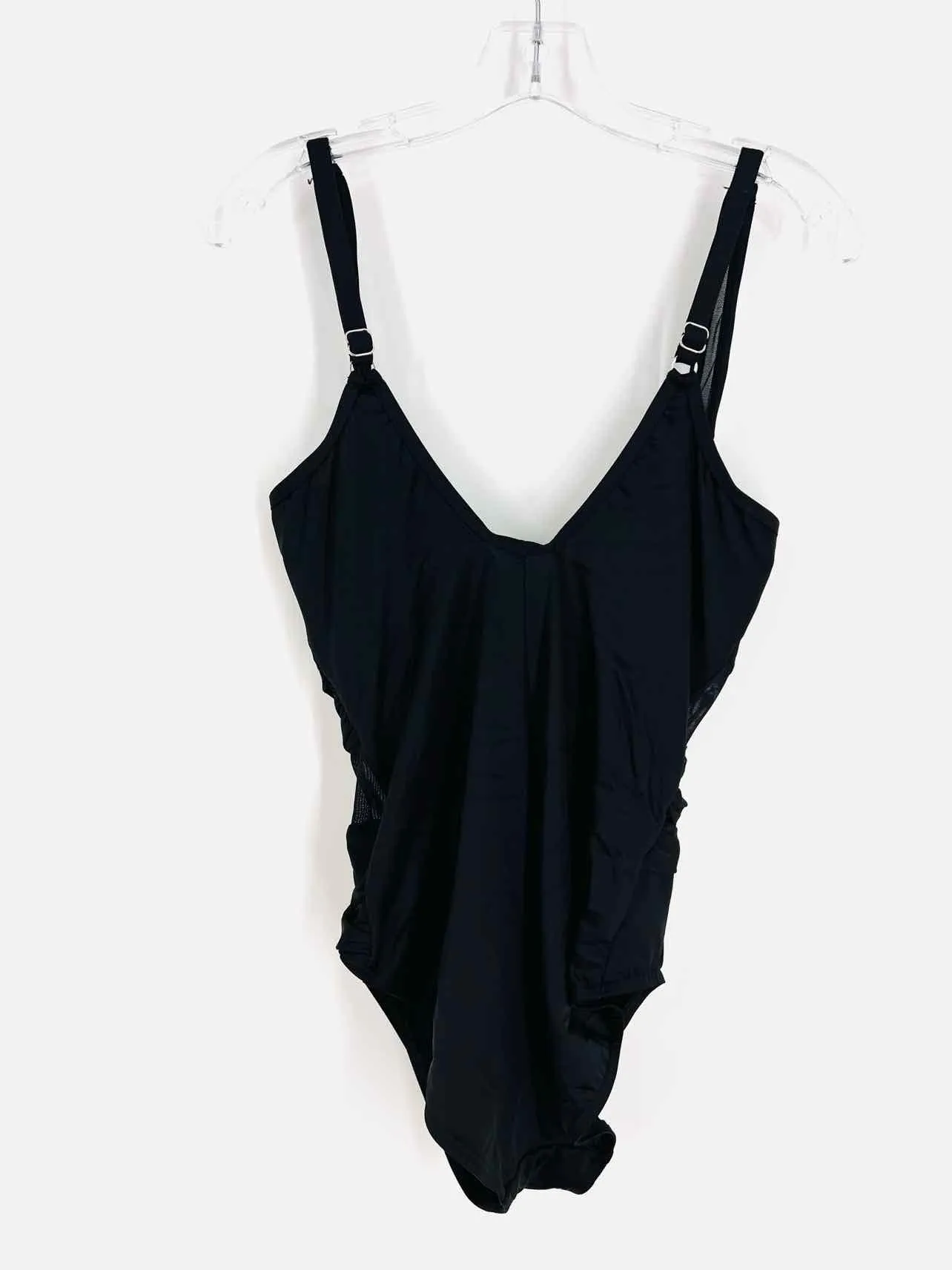 Miraclesuit Size 10 Black Solid Ruched Swimwear Swimsuit