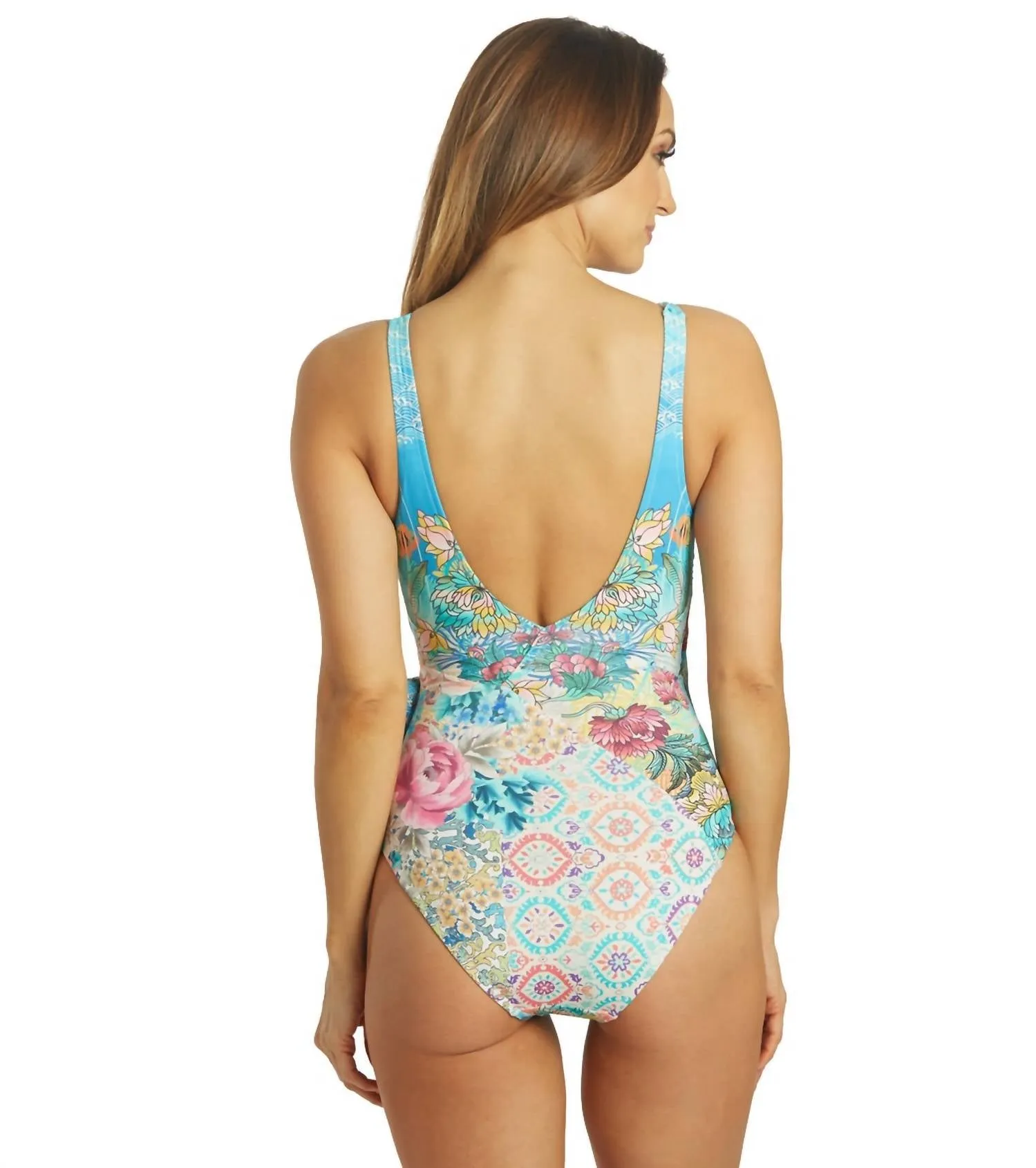 Mixi One Piece Swimsuit Wrap Style In Multi