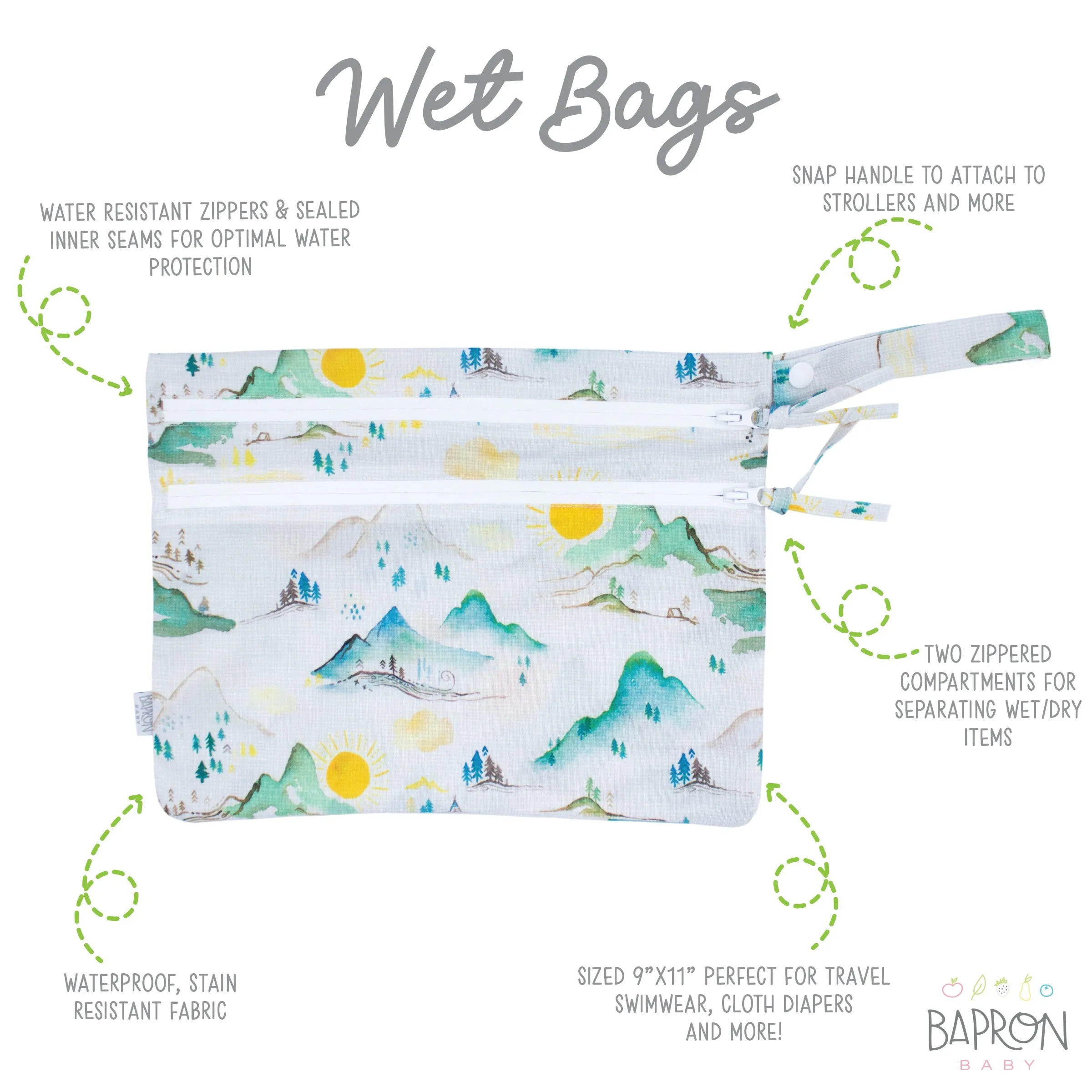 Mountain Mist - Waterproof Wet Bag (for Mealtime, On-the-go, And More!) Babykids_Bapron-Baby