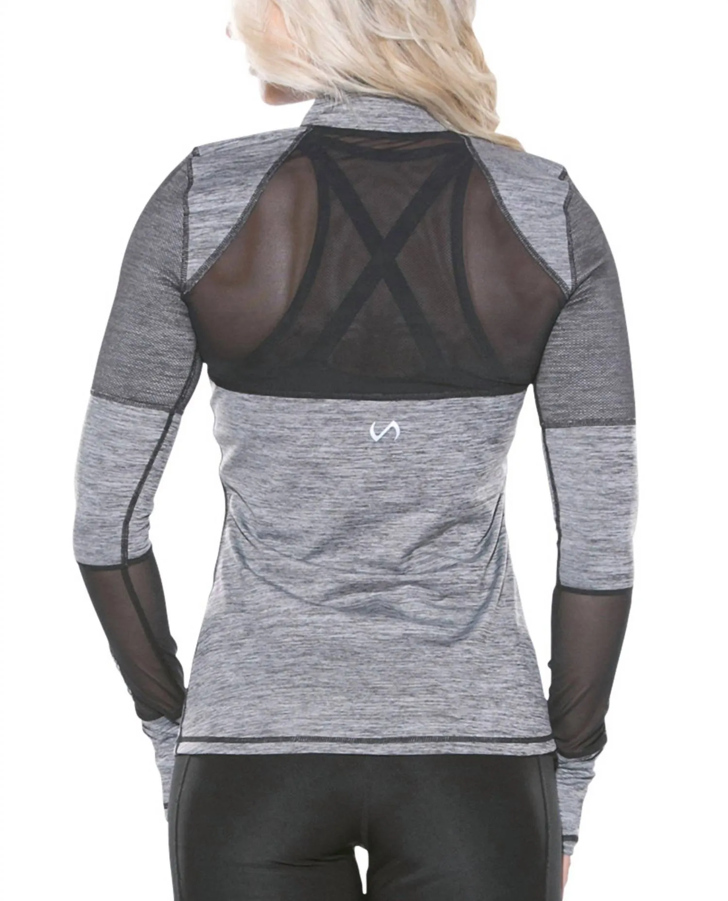 Muse Bardot Mesh Panel Long Sleeve Top In Graphite
