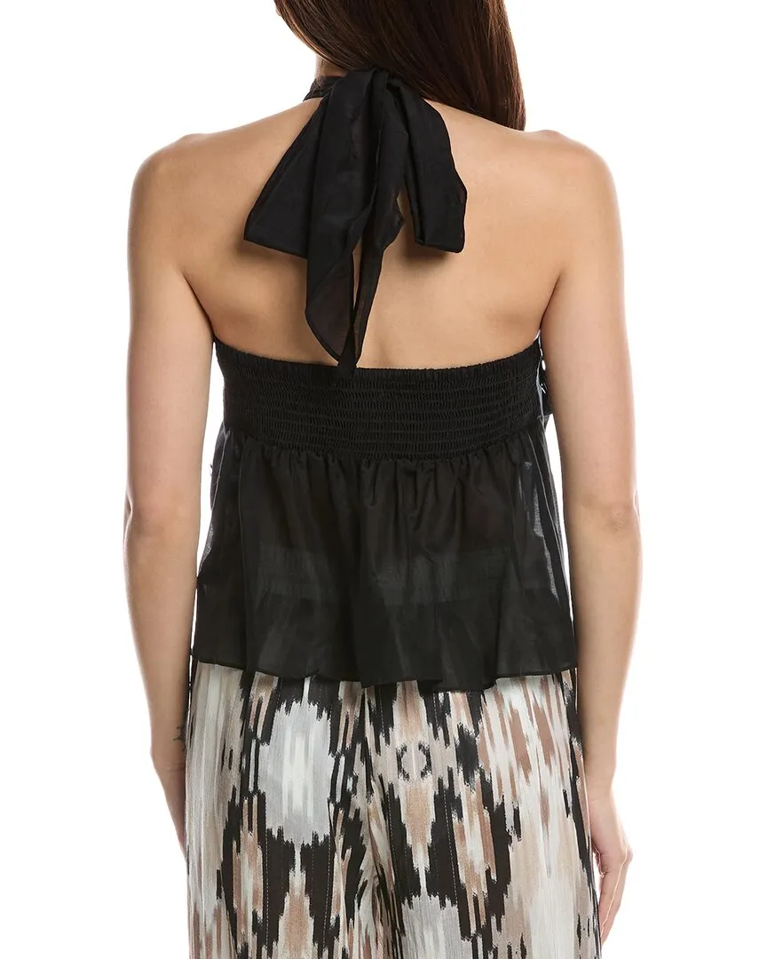 Natori Applique Silk-Blend Top
