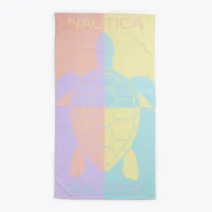 Nautica Colorblock Turtle Print Beach Towel Edgartown Red Nautica