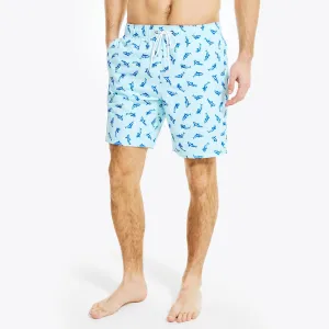 Nautica Men's 8" Big & Tall Sustainably Crafted Shark Print Swim South Beach Aqua Nautica