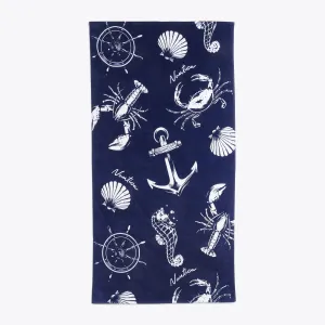 Nautica Vintage Sea Print Beach Towel Soft Blue Wash Nautica