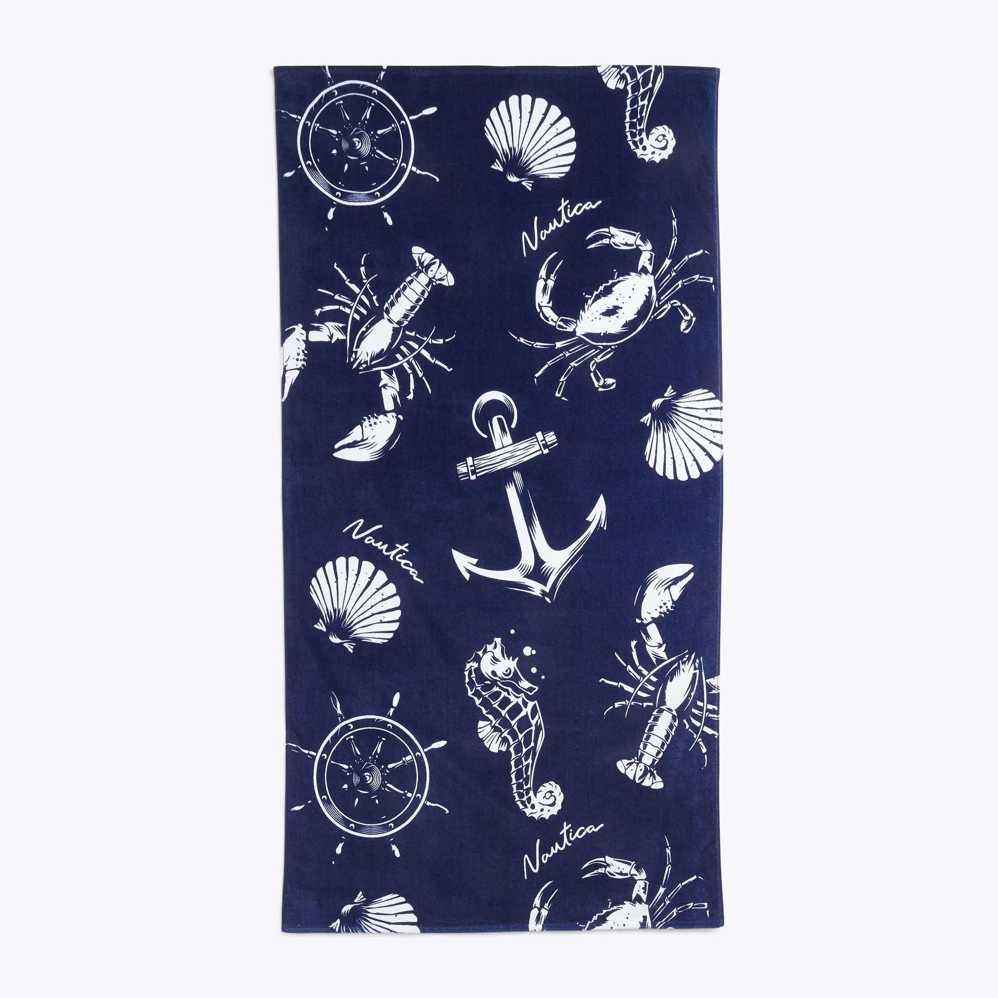 Nautica Vintage Sea Print Beach Towel Soft Blue Wash Nautica