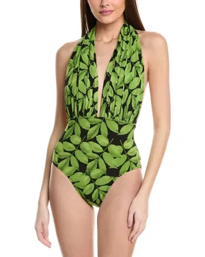 Norma Kamali Halter Low Back One-Piece