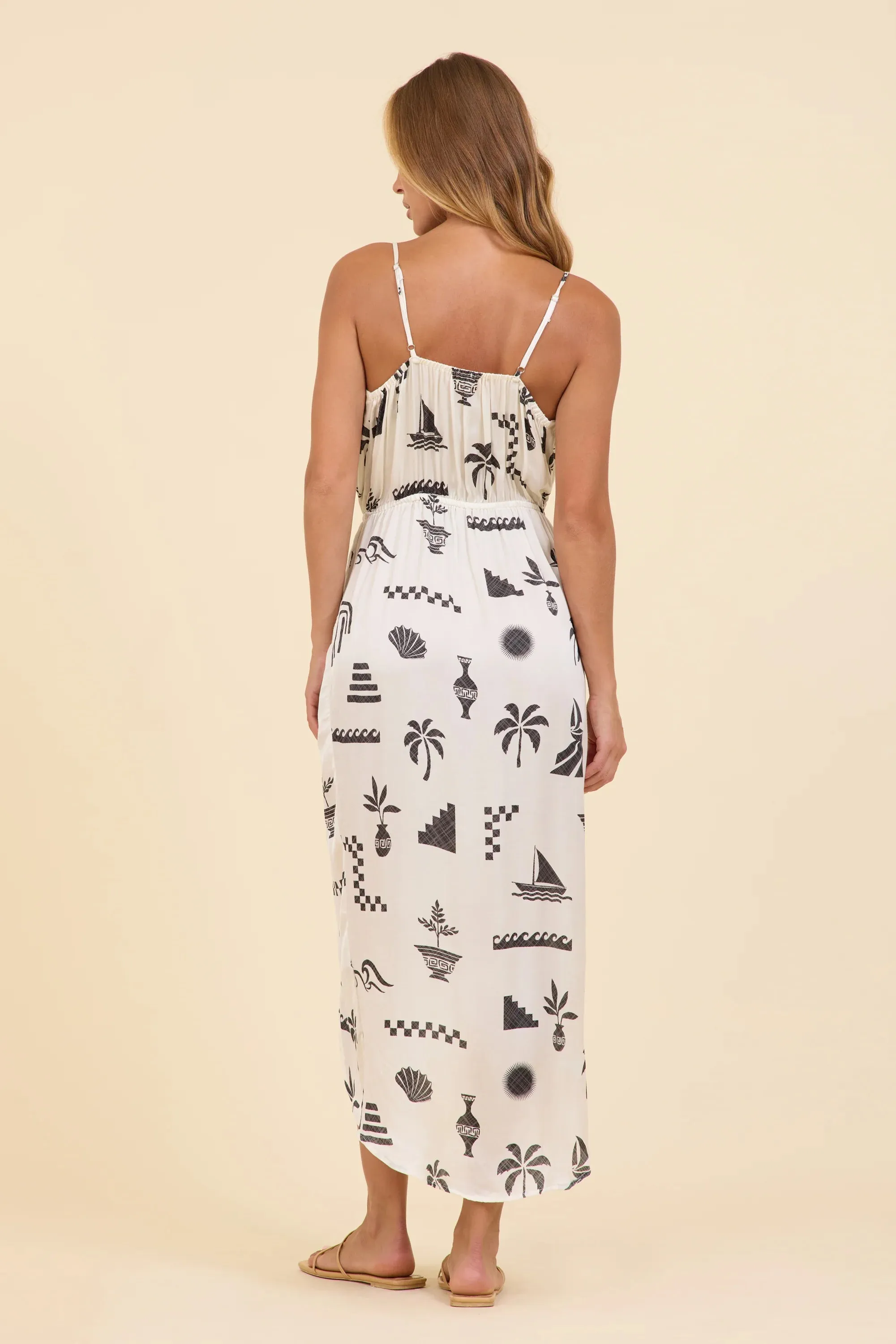 OD Beach Vibe Printed Satin Maxi Dress