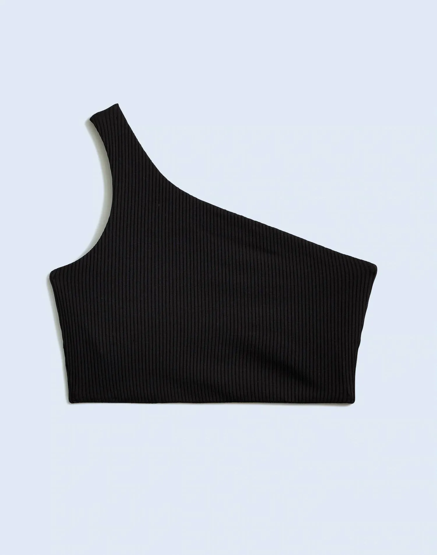 One Shoulder Ribbed Bikini Top In Black