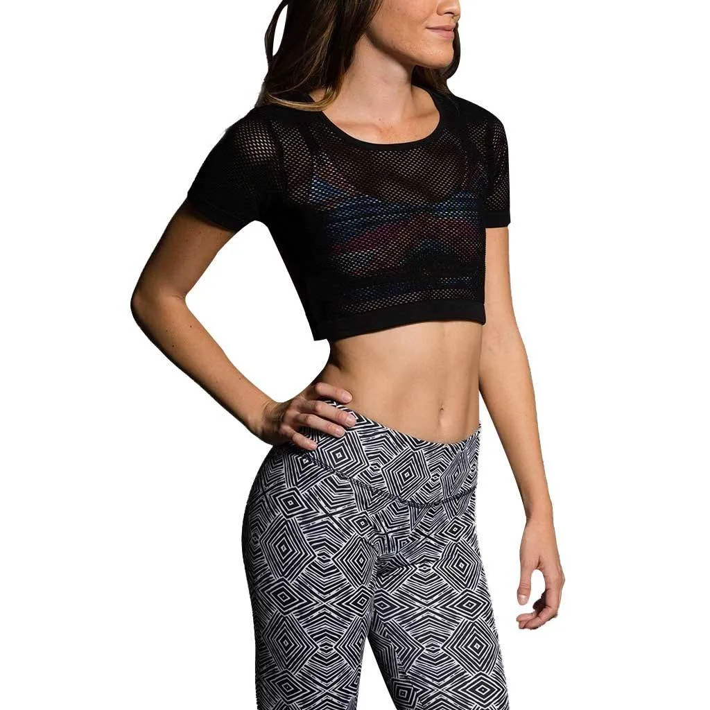 Onzie Hot Yoga Seamless Mesh Crop Top 3013 Black