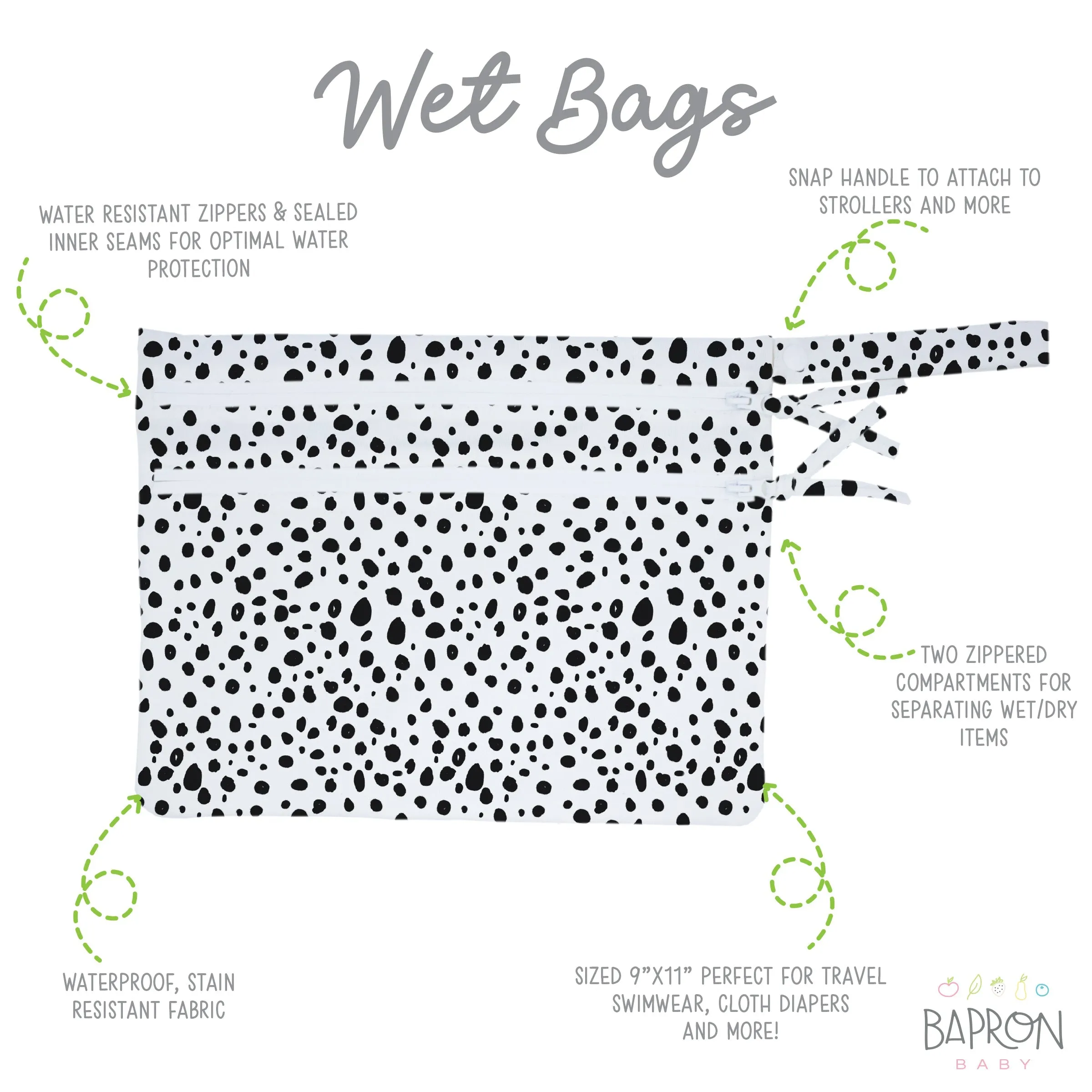 Organic Dot - Waterproof Wet Bag (for Mealtime, On-the-go, And More!) Babykids_Bapron-Baby