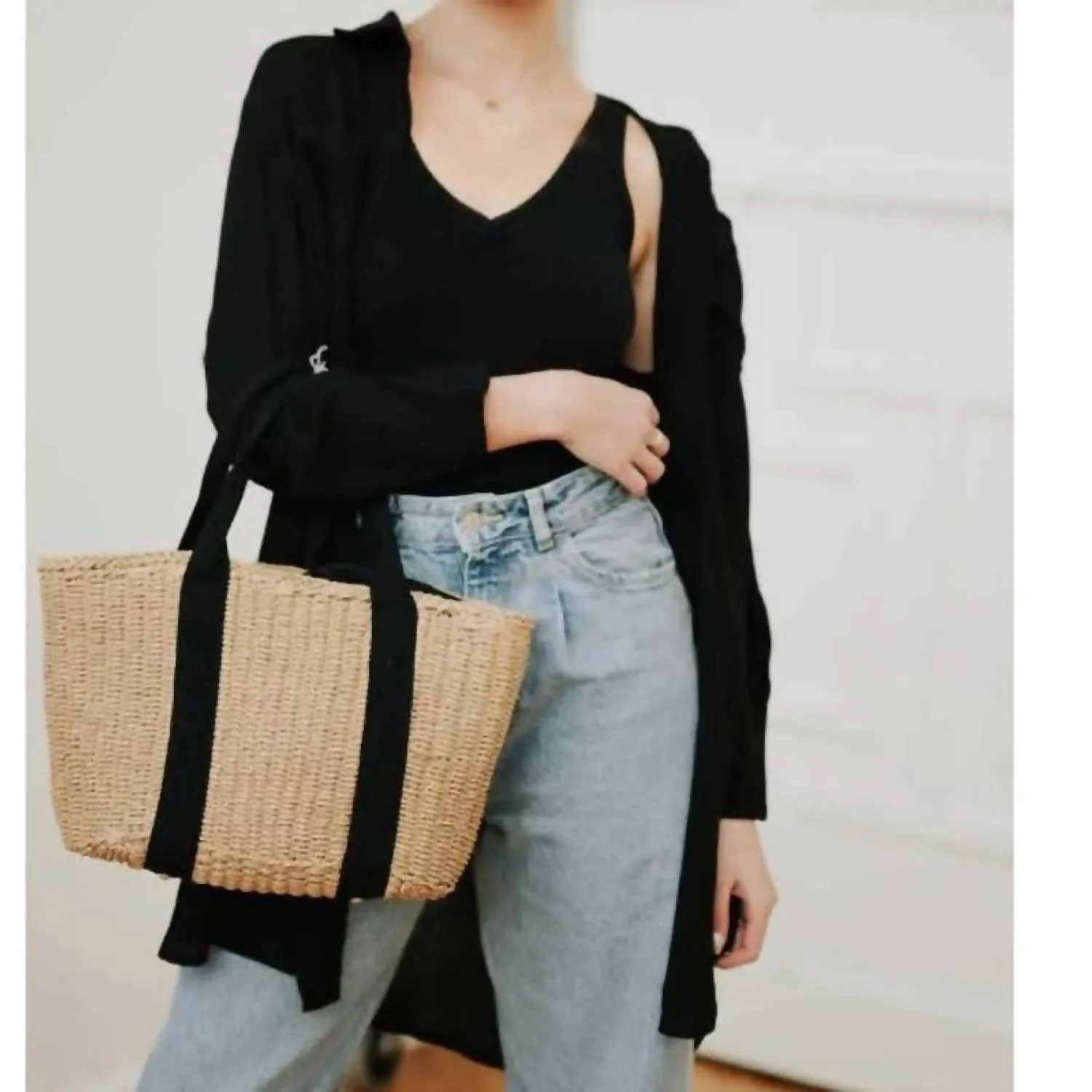 Oversized Summer Beach Shirt In Black