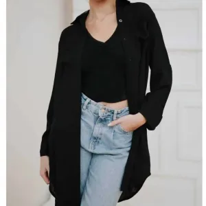 Oversized Summer Beach Shirt In Black