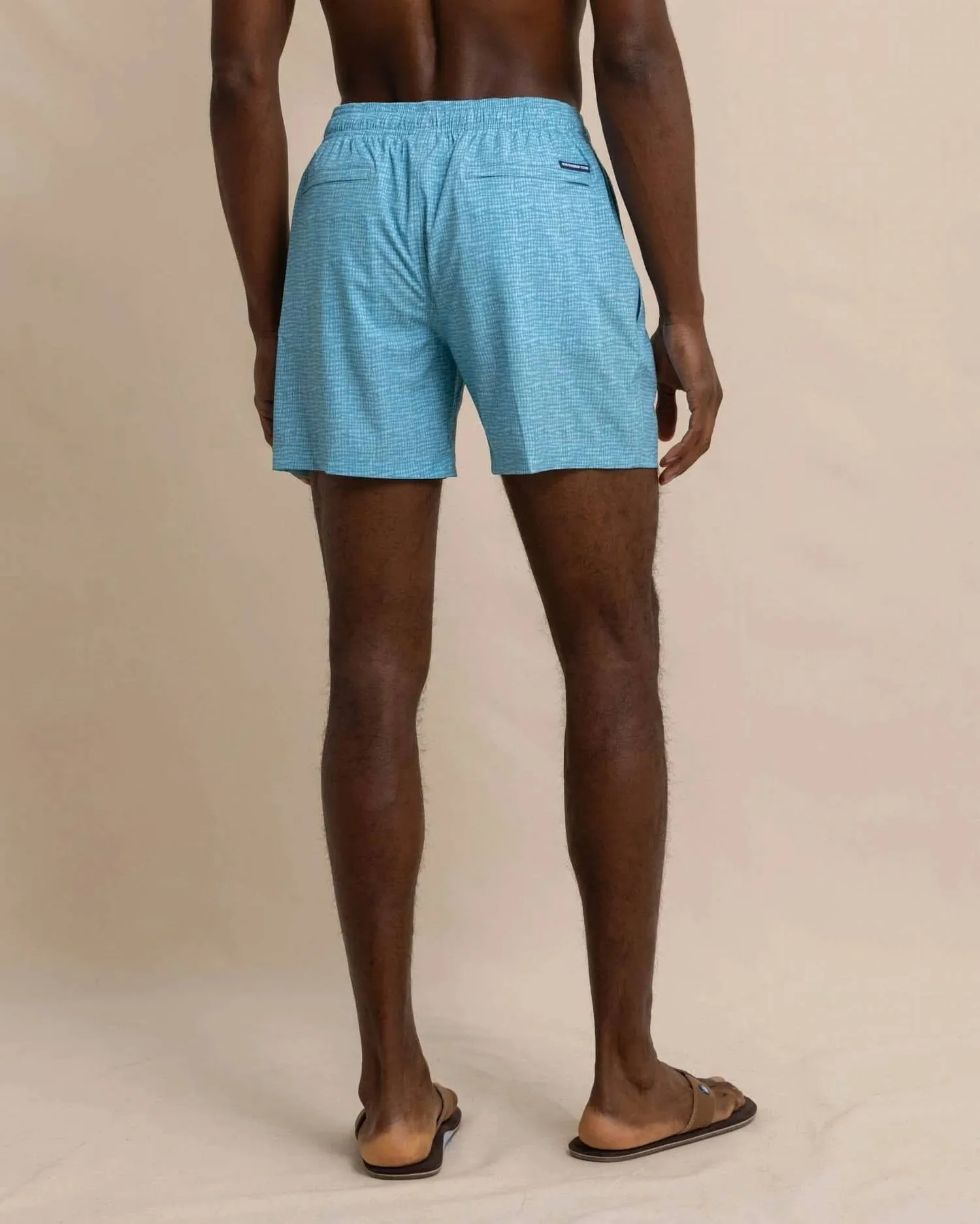 Painted Check Swim Trunk In Wake Blue