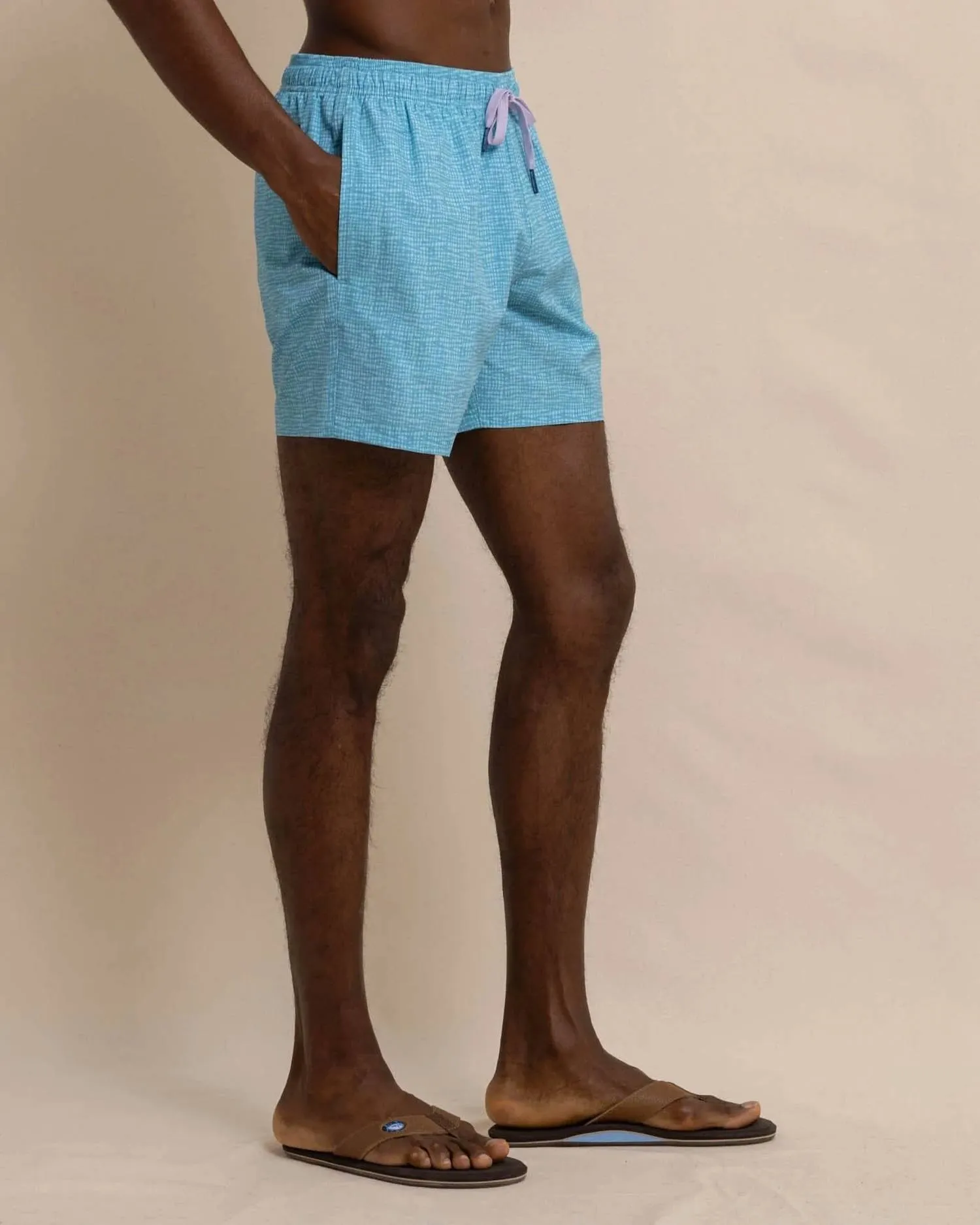 Painted Check Swim Trunk In Wake Blue
