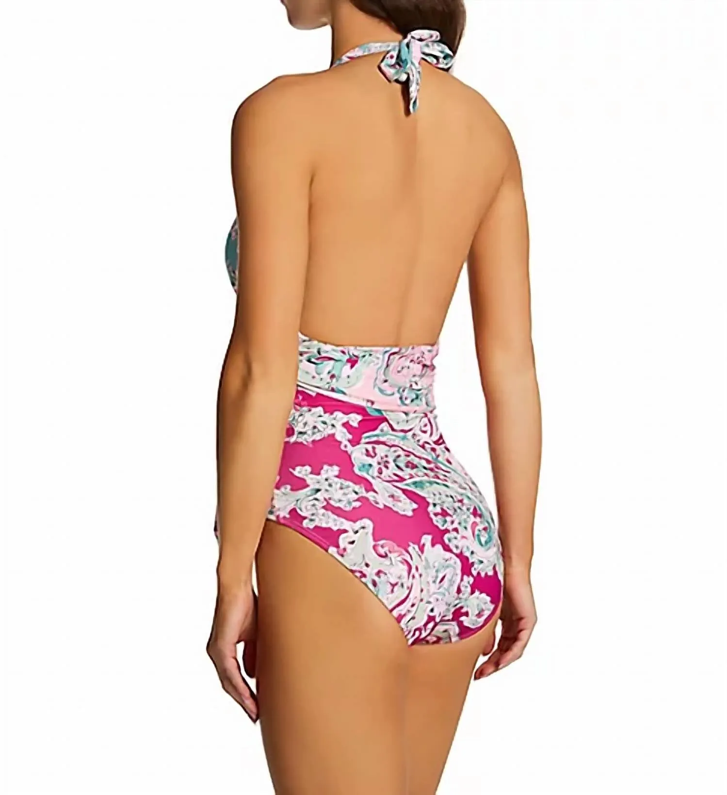 Paisley Scarf Tie One Piece Swimsuit In Multi