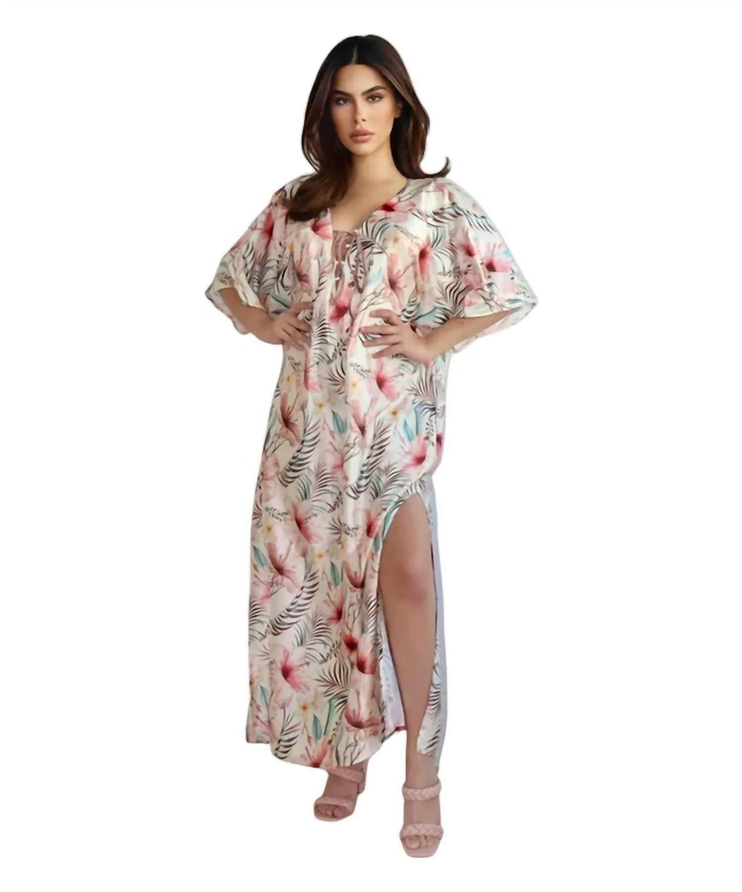 Paradise Kaftan Cover Up Dress In Multicolor