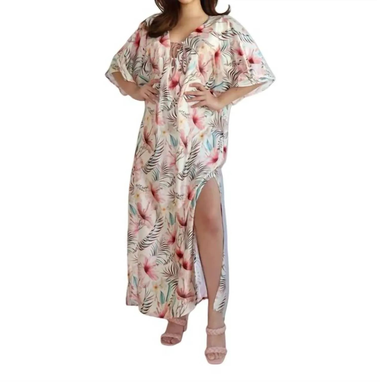 Paradise Kaftan Cover Up Dress In Multicolor