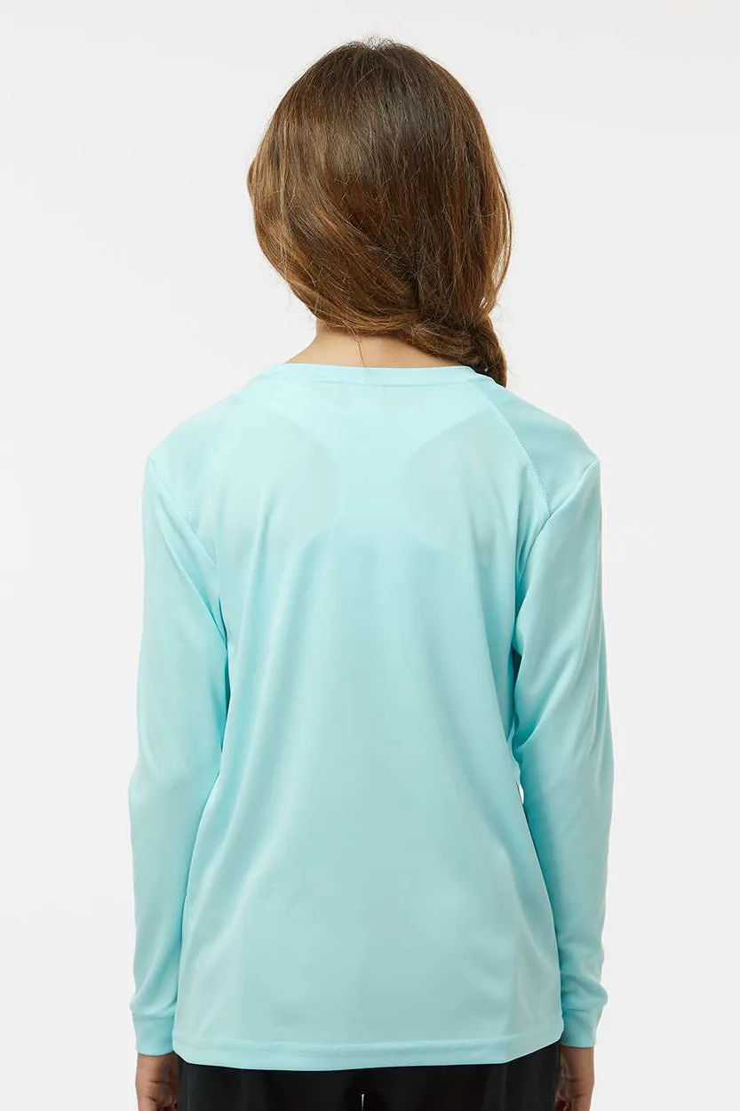 Paragon Youth Islander Performance Moisture Wicking Long Sleeve Crewneck T-Shirt - Aqua Blue