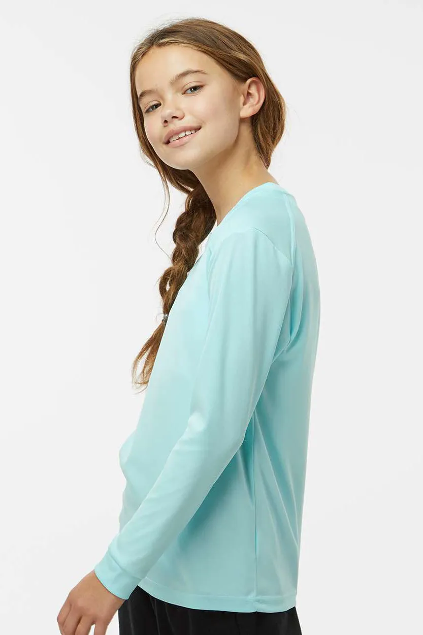 Paragon Youth Islander Performance Moisture Wicking Long Sleeve Crewneck T-Shirt - Aqua Blue