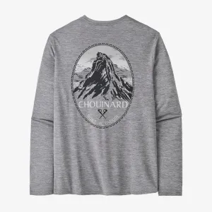 Patagonia Men's L/S Capilene? Cool Daily Graphic Shirt - Waters - Boardshort Logo Abalone Blue: Feather Grey