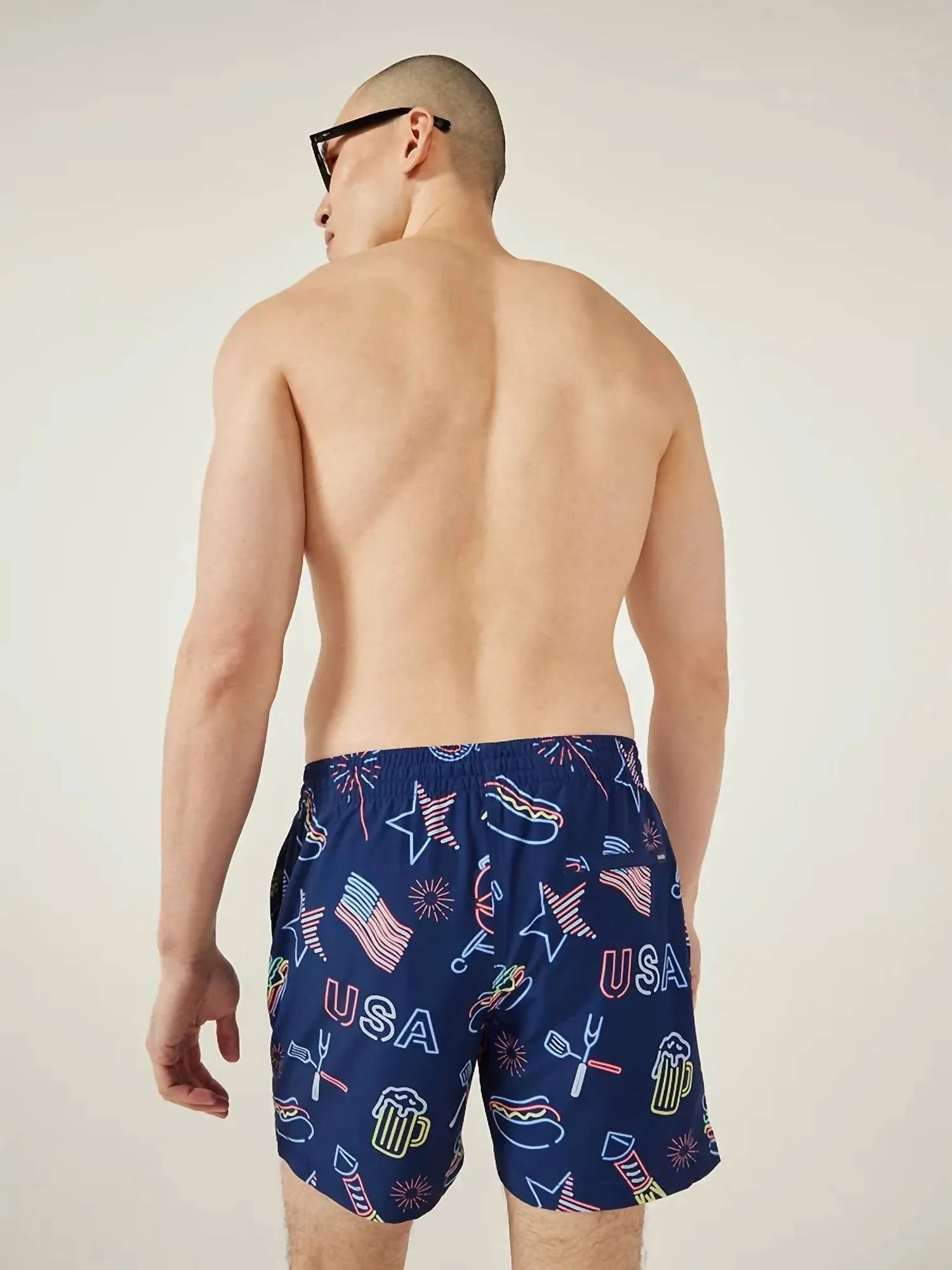Patriotic Lights Swim Trunks In Blue