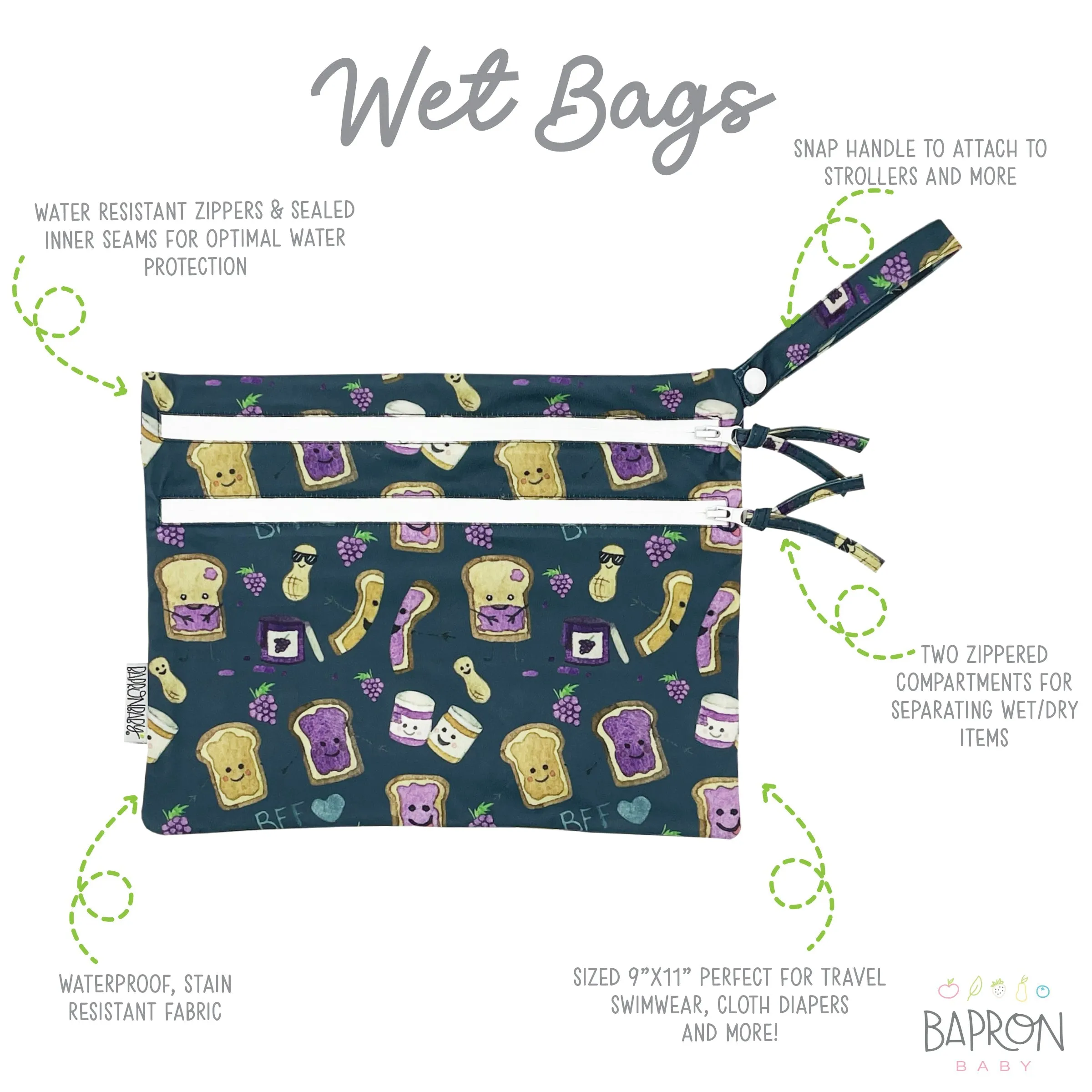 Pbj Pals - Waterproof Wet Bag (for Mealtime, On-the-go, And More!) Babykids_Bapron-Baby