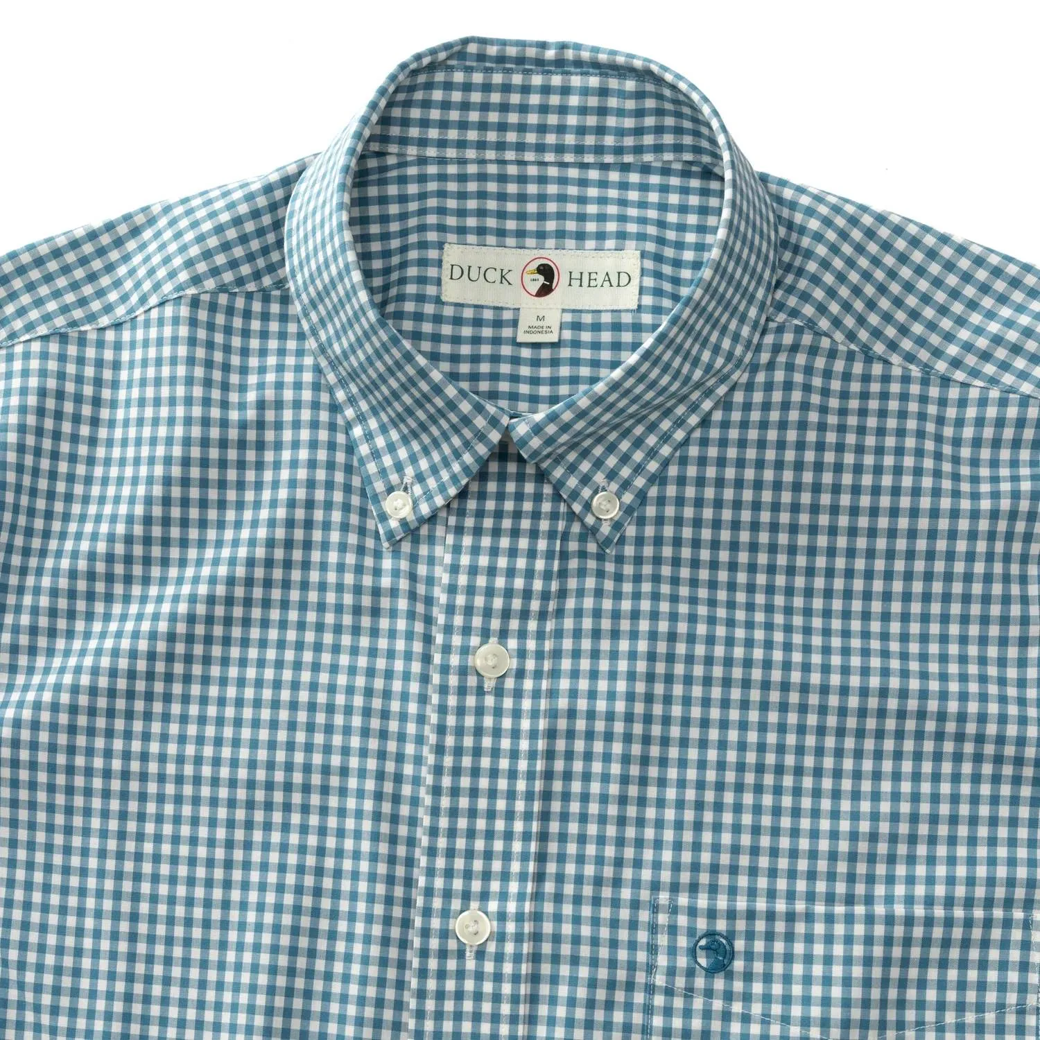 Performance Poplin Walton Gingham Shirt In Aegean Blue