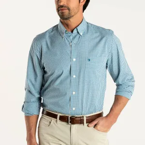 Performance Poplin Walton Gingham Shirt In Aegean Blue