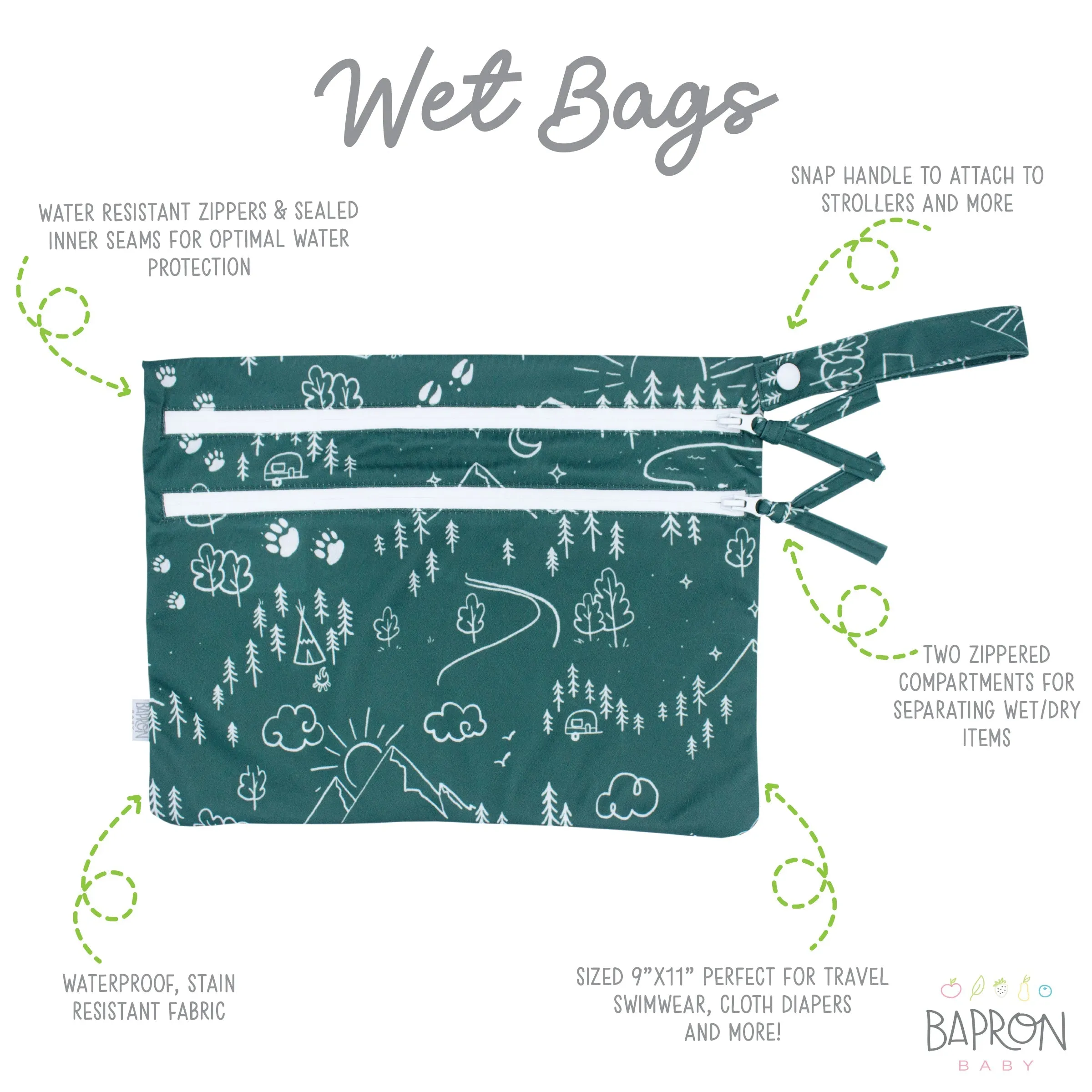 Pine Forest - Waterproof Wet Bag (for Mealtime, On-the-go, And More!) Babykids_Bapron-Baby
