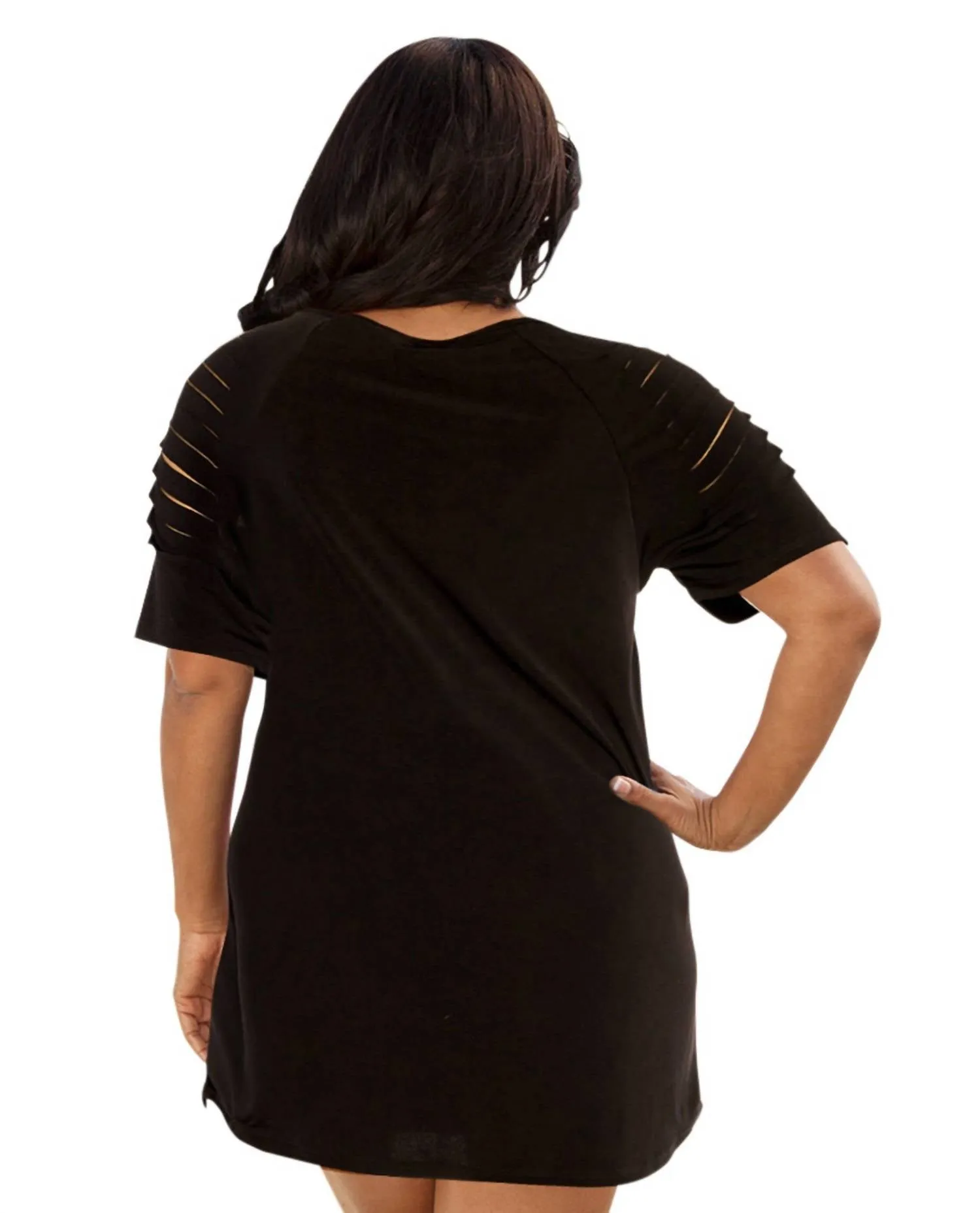 Plus Size Jersey Cut Out Cover Up Dress In Black