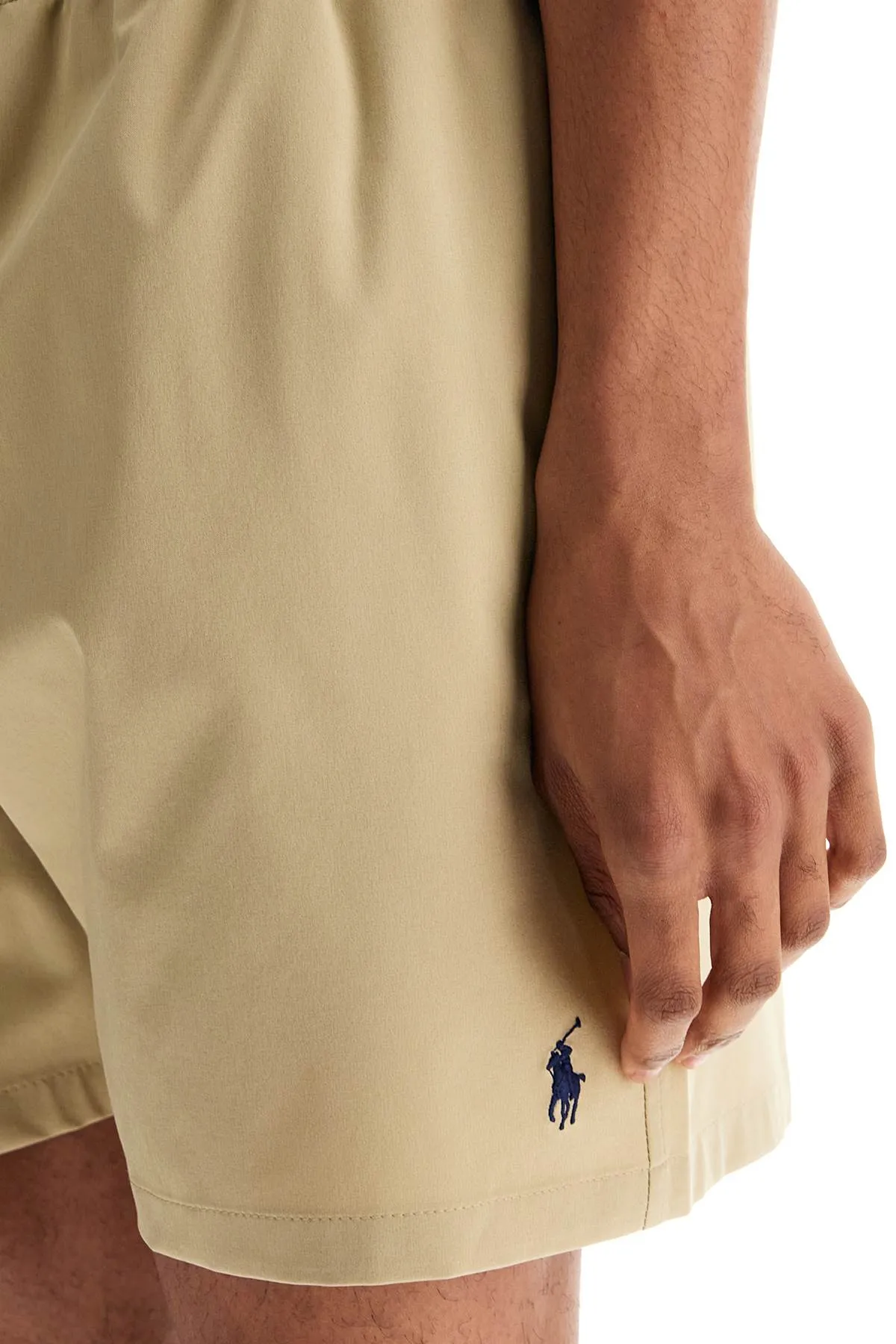 Polo Ralph Lauren Men's  Solid Color Mid-Trunk Swim Trunks In Recycled Polyester With Pocket