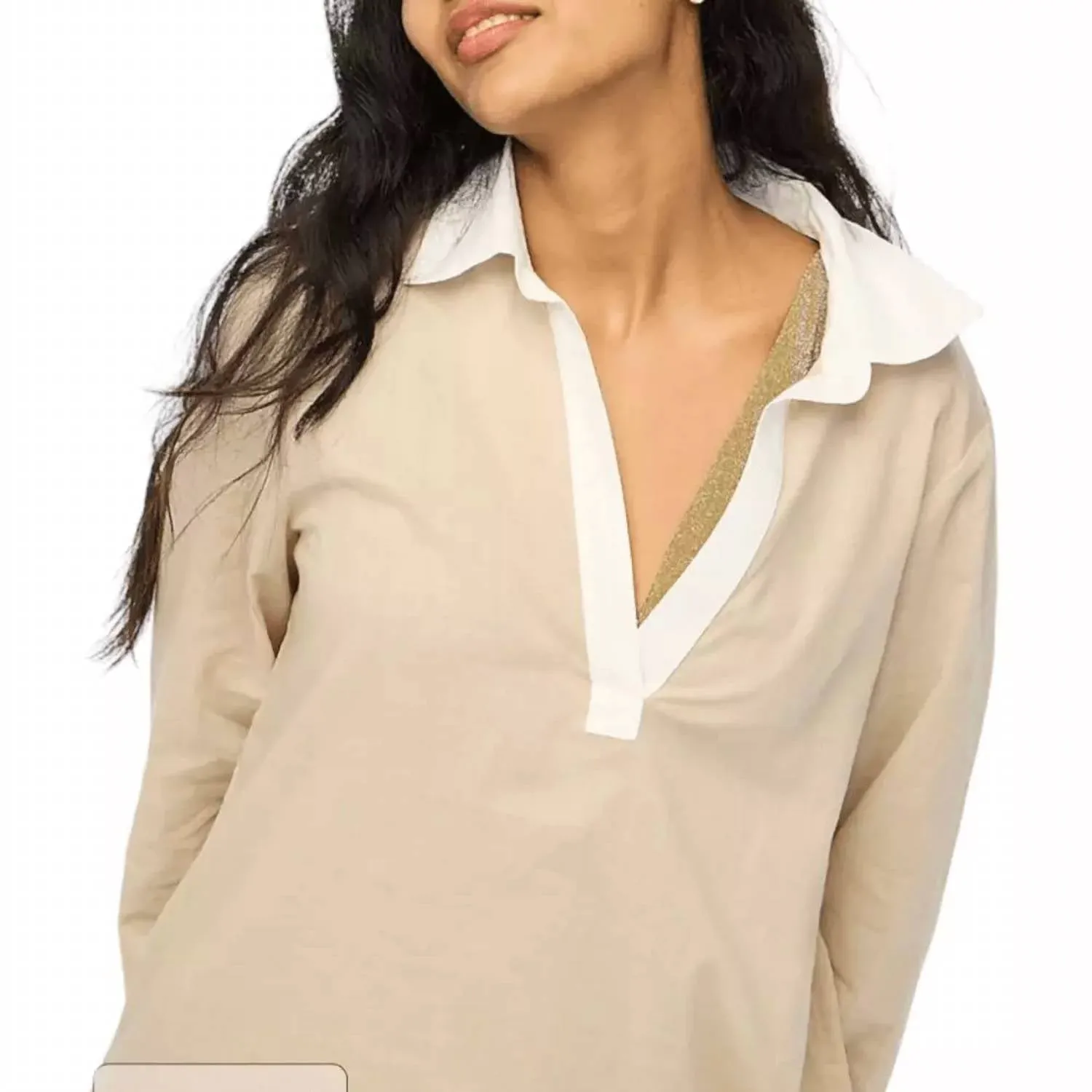 Polo Tunic Cover Up In Coastal Dune/white