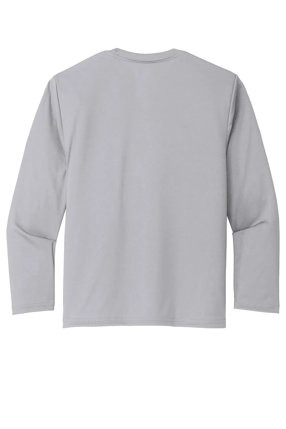Port & Company Youth Dry Zone Performance Moisture Wicking Long Sleeve Crewneck T-Shirt - Silver Grey