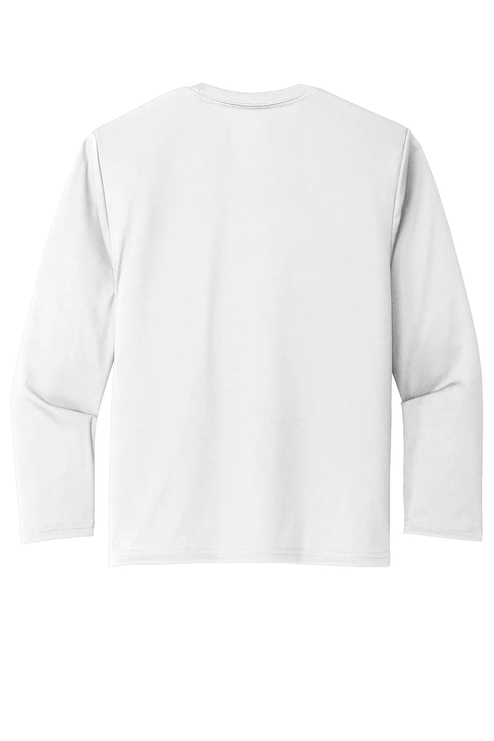 Port & Company Youth Dry Zone Performance Moisture Wicking Long Sleeve Crewneck T-Shirt - White