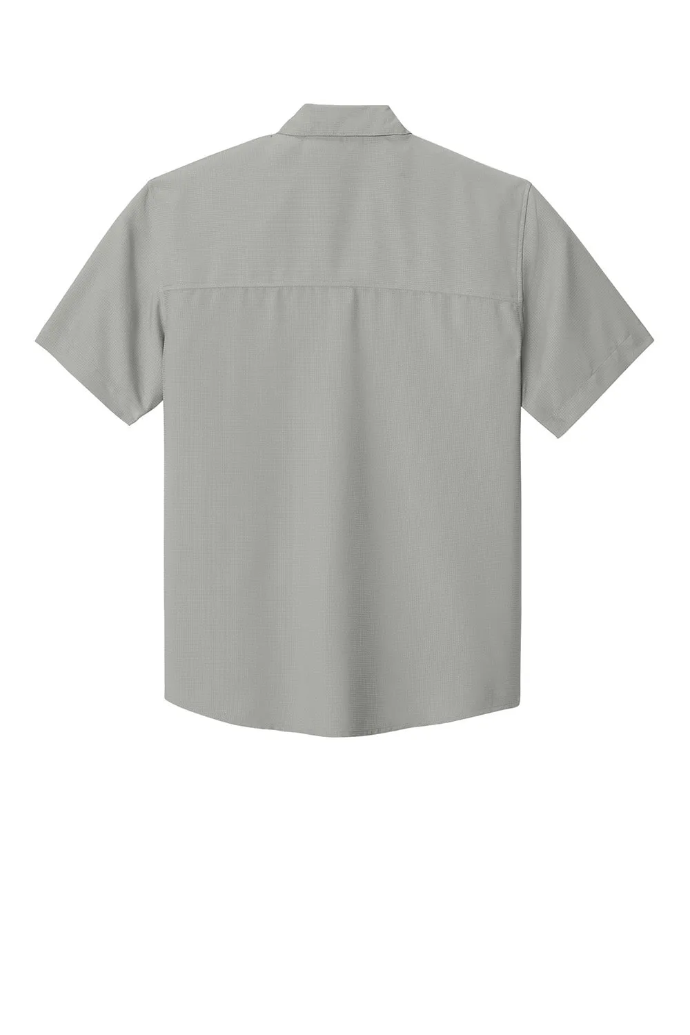 Port Authority Mens UV Dockside Moisture Wicking Short Sleeve Button Down Shirt w/ Pocket - Gusty Grey