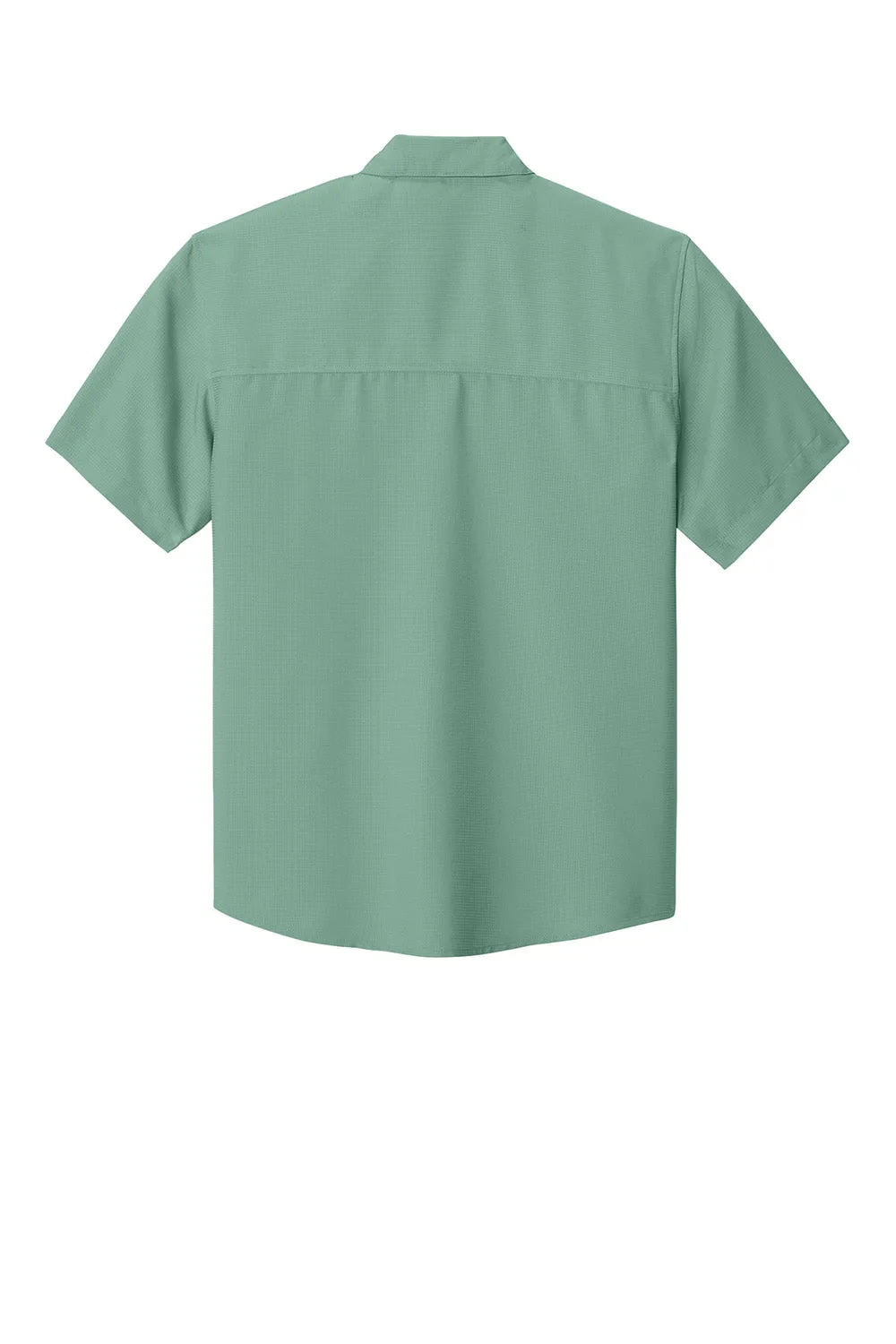 Port Authority Mens UV Dockside Moisture Wicking Short Sleeve Button Down Shirt w/ Pocket - Sage Green