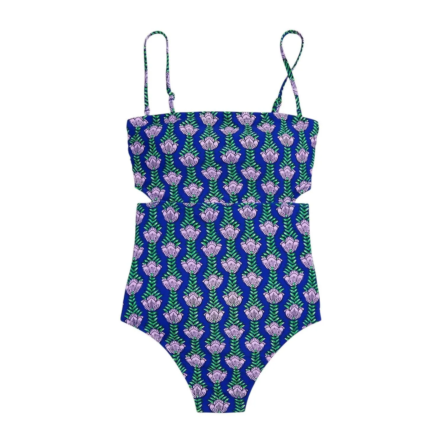 Printed Cutout One-Piece Swimsuit In Blue Multi