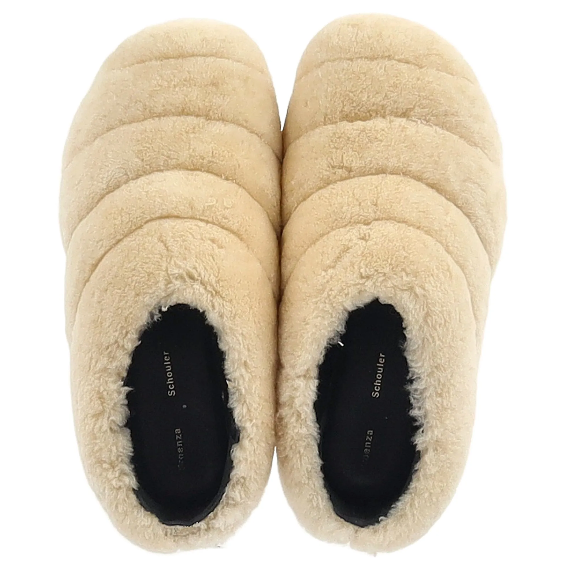 Proenza Schouler Rondo Shearling Slippers in Cream Sheepskin Fur