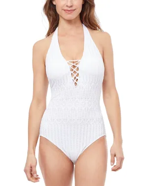 Profile by Gottex Notre Dame Deep Plunge Halter One-Piece