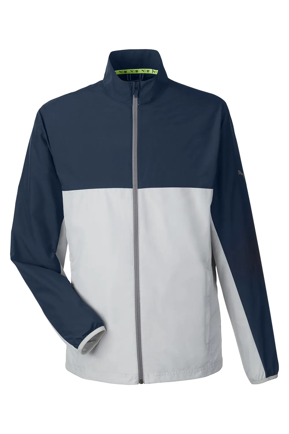 Puma Mens 1st Mile Moisture Wicking Full Zip Wind Jacket - Navy Blue/High Rise Grey