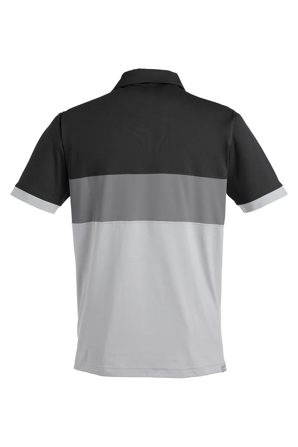 Puma Mens Cloudspun Highway Moisture Wicking Short Sleeve Polo Shirt - Black/Grey