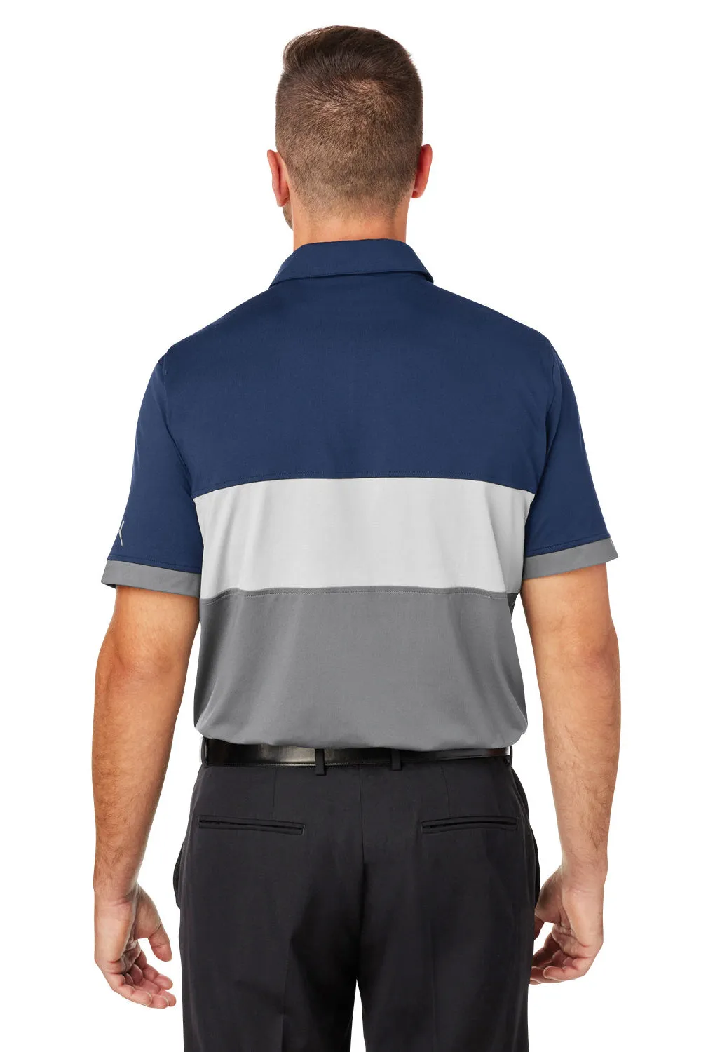 Puma Mens Cloudspun Highway Moisture Wicking Short Sleeve Polo Shirt - Navy Blue Blazer