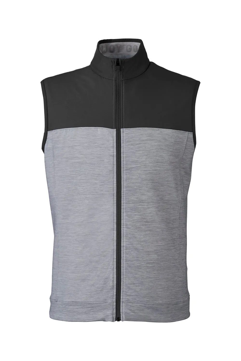 Puma Mens Cloudspun Moisture Wicking Colorblock Full Zip Vest - Black/Quiet Shade Grey