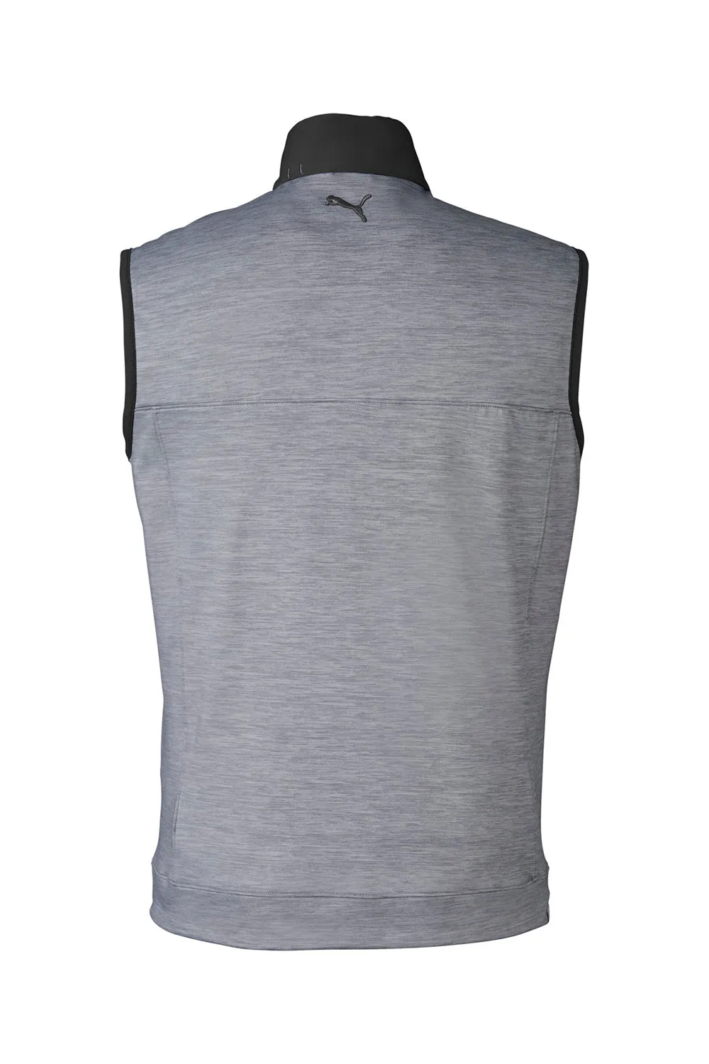 Puma Mens Cloudspun Moisture Wicking Colorblock Full Zip Vest - Black/Quiet Shade Grey