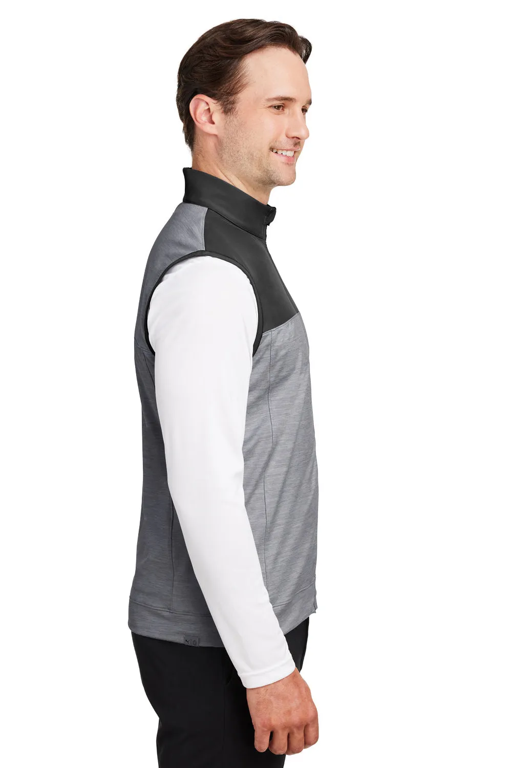 Puma Mens Cloudspun Moisture Wicking Colorblock Full Zip Vest - Black/Quiet Shade Grey