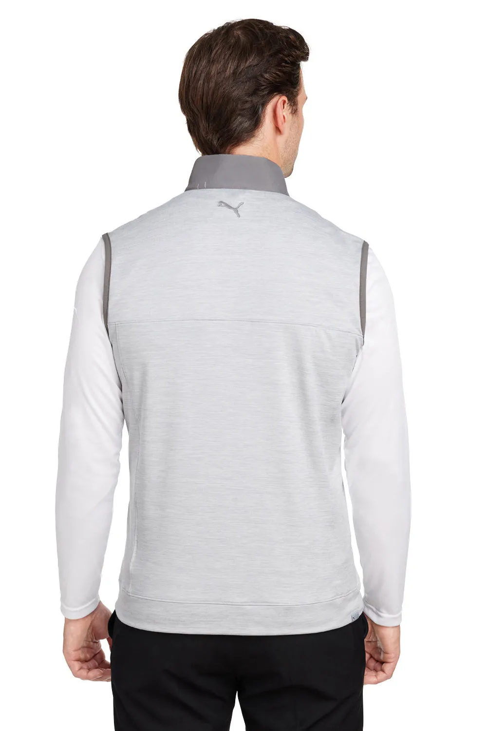 Puma Mens Cloudspun Moisture Wicking Colorblock Full Zip Vest - Quiet Shade Grey/Heather High Rise Grey