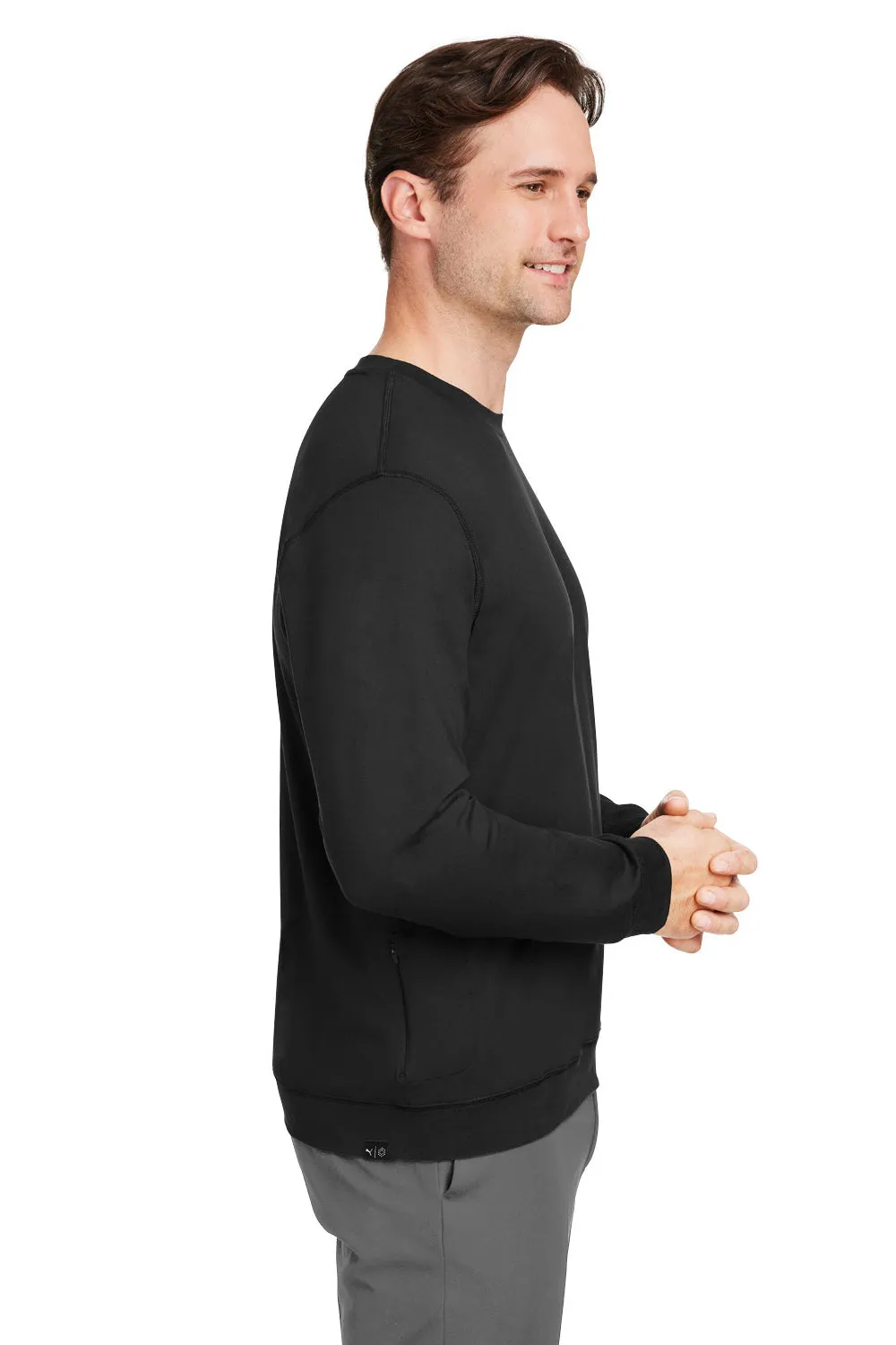 Puma Mens Cloudspun Moisture Wicking Crewneck Sweatshirt - Black